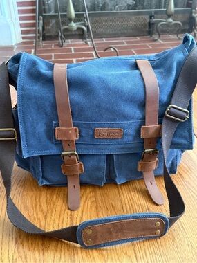Kattee blue military canvas messenger bag